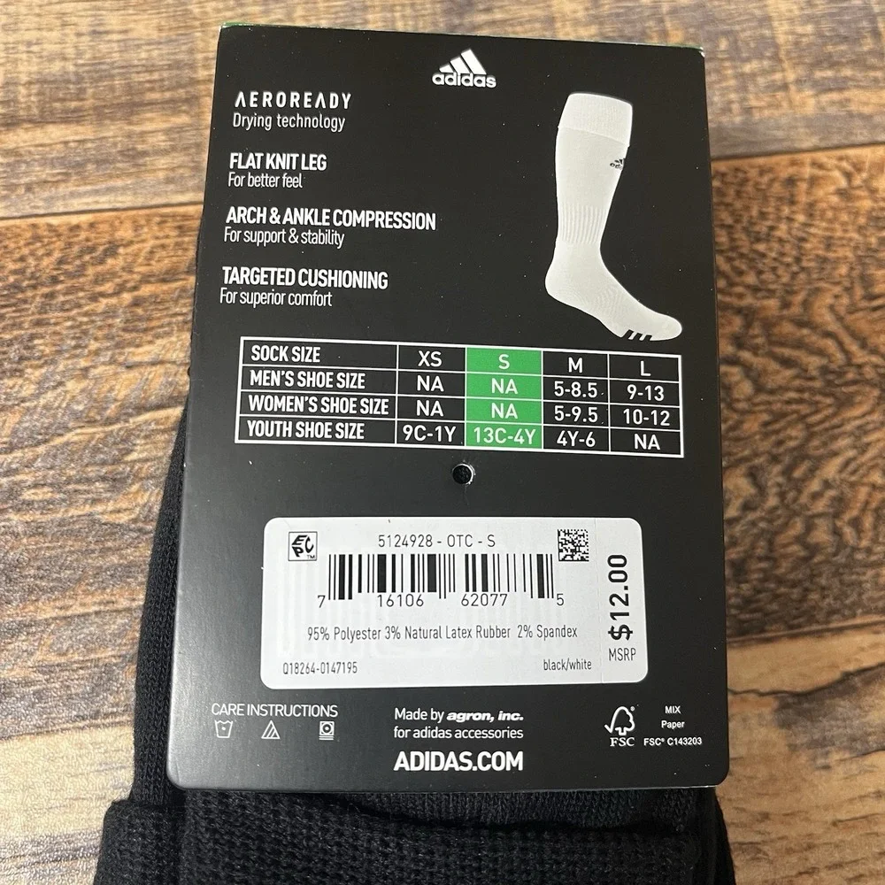 Adidas Soccer Aeroready Compression Socks Youth‎ 13C-4Y Black 3 Stripe
